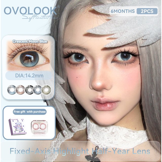 OVOLOOK-2pcs Fixed-Axis Half-Year Colored Contact Lenses for Eyes Myopia Lenses Color Pupils Eye Color Lenses Makeup Lenses