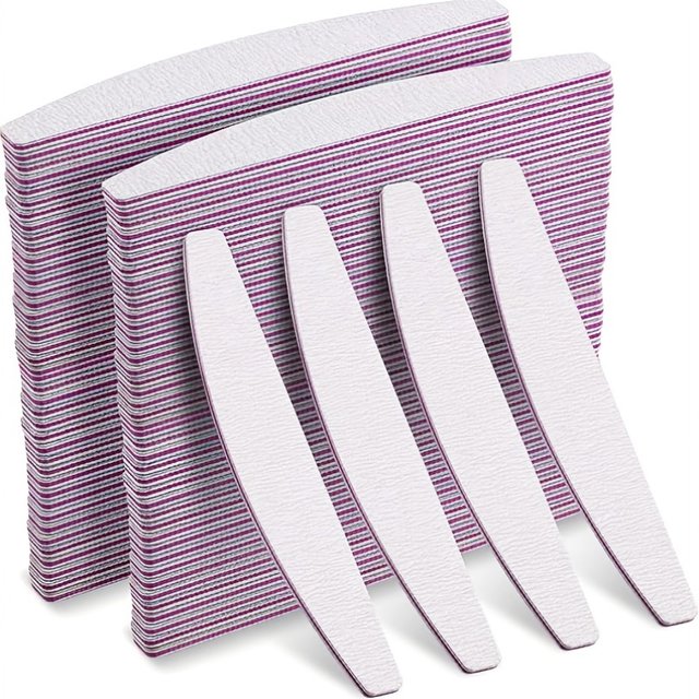 1/50Pcs Nail File Buffer 100/180 Grit Half Moon Double Side Sandpaper Nail Sanding Grinding Gel Nail Polish Manicure Tool