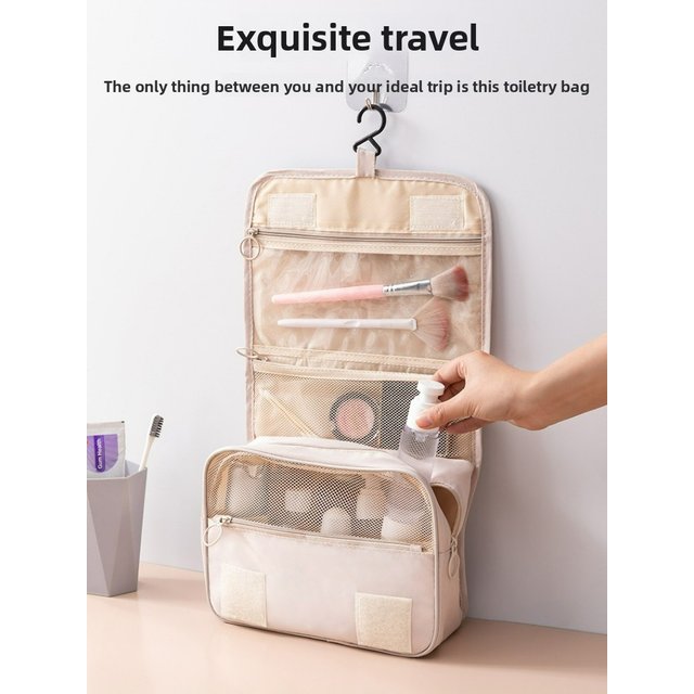 Portable Hanging Toiletry Bag Waterproof Travel Cosmetic Organizer with Multiple Pockets for Makeup Skincare Storage