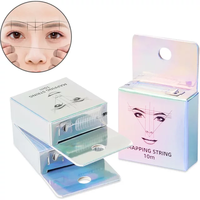 10M White/Black Microblading Mapping Pre-Ink String for Makeup Eyebrow Dyeing Linen Thread Positioning Measure Tools