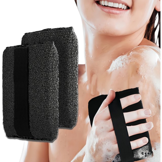 1/2pcs Bamboo‑Charcoal Double‑Sided Exfoliating Bath Sponge, Dead Skin Remover Body Scrubber Shower Scrub Pad
