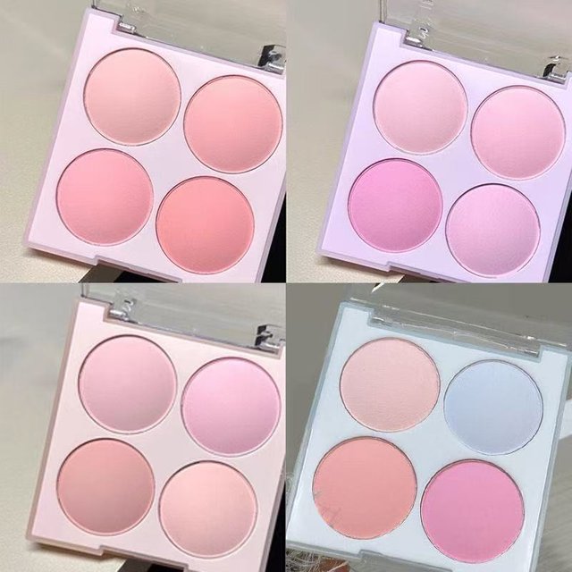 Korean four-color blush,ice cream color,low-saturation pink/blue/purple,naturally brightening & contouring,perfect holiday gift