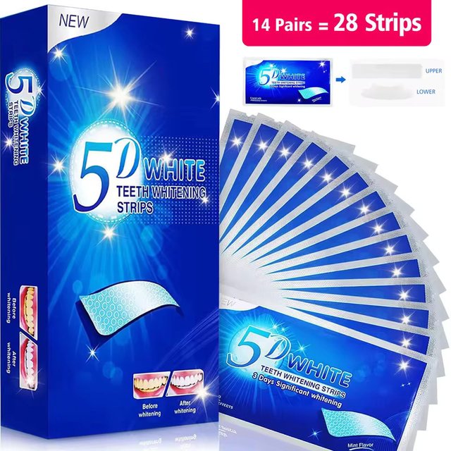 7/14/28 Pairs Teeth Brightening Strips for Teeth, 5D/9D Whitener Strips Reduced Sensitivity White Strips for Teeth Whitening