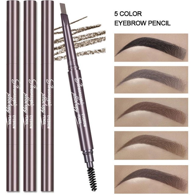 Natural Brown Waterproof Eyebrow Pencil Ultra-fine Triangle Precise Brows Cream With Brush Lasting No Blooming Rotatable Makeup