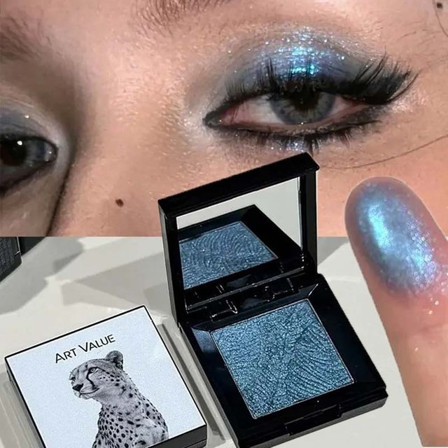 Metallic Glitter Eyeshadow Palette Chameleon Dark Blue Pearlescent Sparkling Lasting Eye Shadow Shimmer Brightening Highlighter