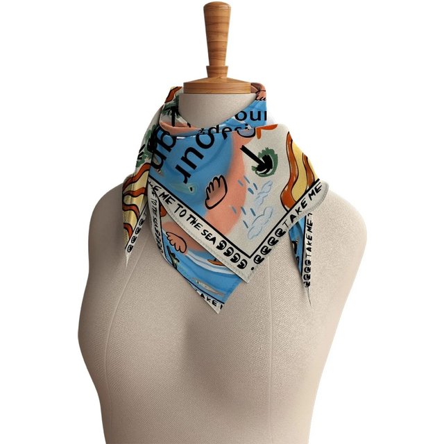 30Pcs Custom Spanish Tropical Print Scarf Women Vacation Sunscreen Shawl Beach Towel Versatile Headband Decor Kerchief