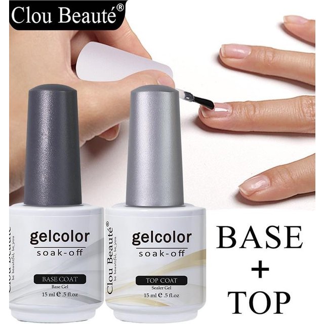 Clou Beaute Hema TPO Free Base And Top Coat Gel Nail Polish UV 15ml Transparent Soak Off Primer Gel Polish Long Lasting Nail Art