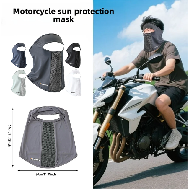 Masque facial Gini en soie glacée anti-UV avec trou pour lunettes, protection du cou et des oreilles, idéal pour les sports d'été