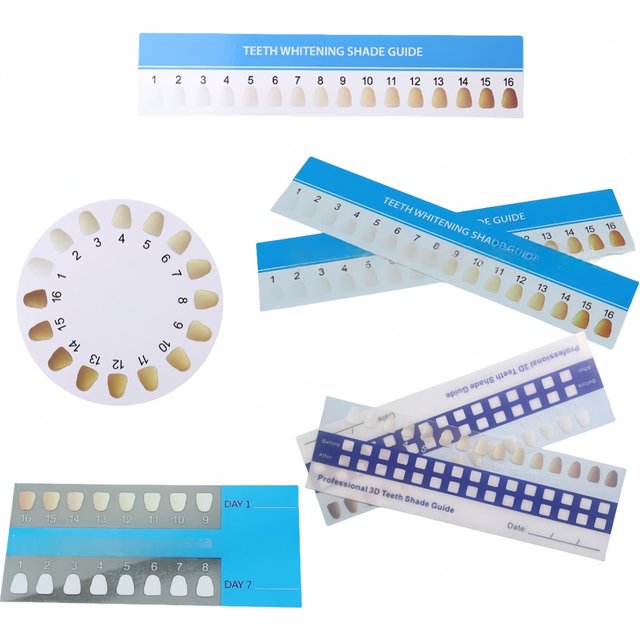5PCS 16 Color Dental Color Comparison Card Board Tooth Color Chart Tooth Shade Guide Disposable Teeth Whitening Contrast Chart