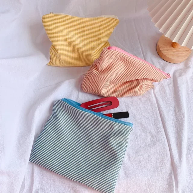 1PC Cream style large capacity pencil case, cosmetic storage bag, miscellaneous storage bag