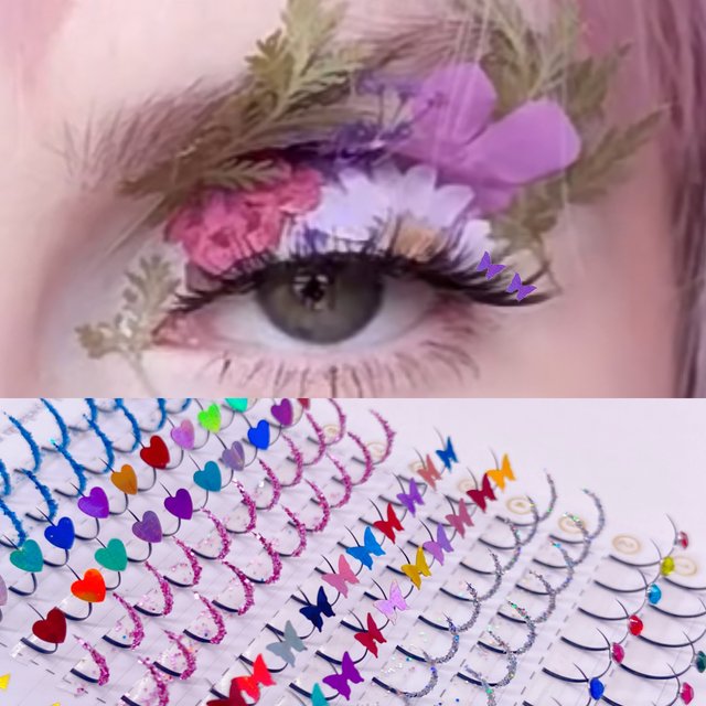 Silver Glitter Individual Lashes Color Diamond False Eyelashes Butterfly Mink Fairy Lash Clusters Sweet Heart Makeup Lashes