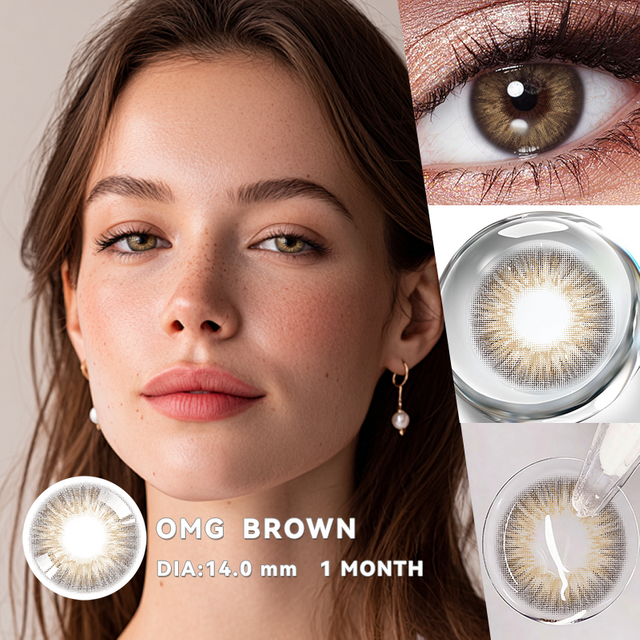 JARWAWA 2PCS Monthly Brown/Grey 14.0mm Natural Color 0-Degree Color Eyewear Makeup Disposable Contact Lenses