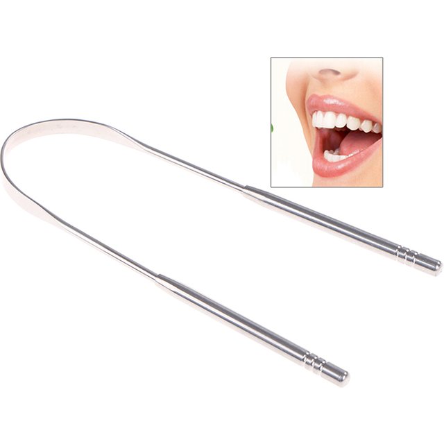 New·1Pc Stainless Steel Tongue Cleaner Scraper Oral Care Bad Breath Sweeper Tool·