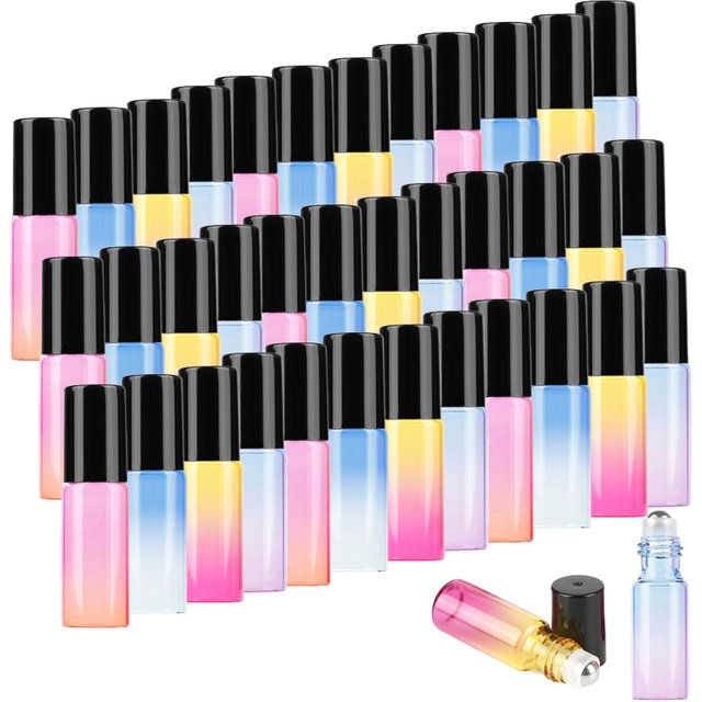 20/30/50pcs Verre Rouleau sur Bouteilles 5ml avec Rouleau En Métal Boules Flacons En Verre pour Huiles Essentielles Cologne Parfum Bouteilles De Voyage