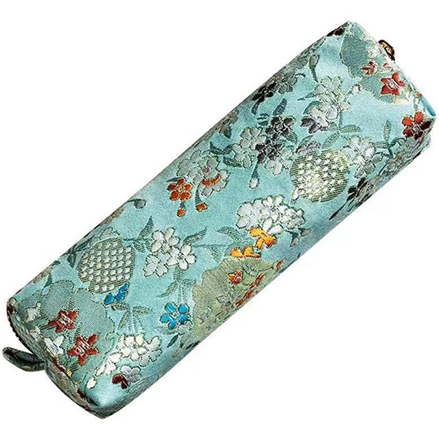 Vintage Gold Stamping Embroidery Pencil Bag Large Capacity Pencilcase Pencil Pouch Cosmetic Bag Student Stationery