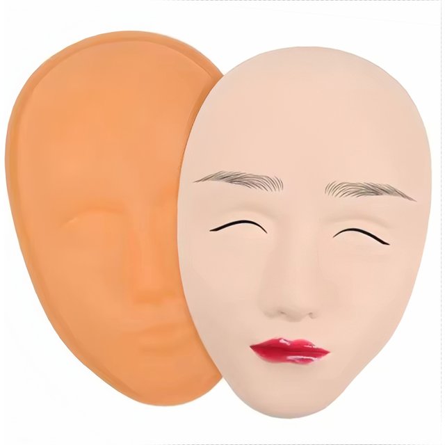 5D Facial Tattoo Training Head,Silicone Practice Permanent Makeup Lip Eyebrow Tattoo Skin,Mannequin Doll Face Head,Face Skin