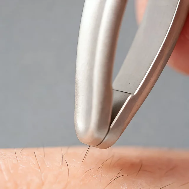 Heavy-Duty Round-Tip Slant Tweezers - Precision Hair Removal Tool for Eyebrows, Beard & Facial Hair