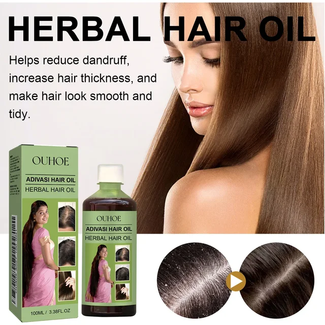 100ml Hair Growth Oil India Adivasi Herbal Hair Care Rosemary Repair Damaged Hydrate Moisturize Scalp Reduce Dandruff