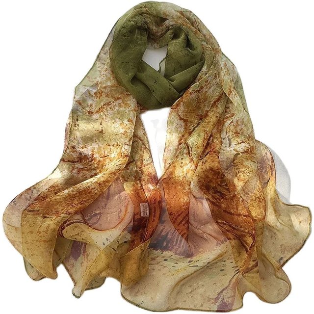 Summer Tree of Life Chiffon Sunscreen Silk Scarf Beach Long Scarves Shawl Women Lightweight Breathable Georgette Foulard Bandana