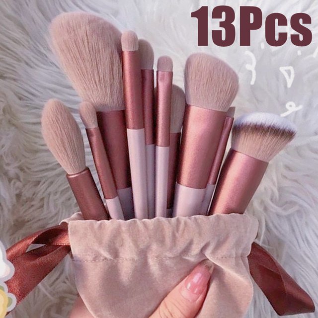 13Pcs Soft Beauty Makeup Brushes Set Foundation Eyeshadow Blush Cosmetic Tools with Storage Bag for women