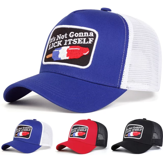 Unisex LICK ITSELF Letter Embroidery Baseball Net Caps Spring Summer Outdoor Adjustable Casual Hats Dad Hat Sunscreen Hat