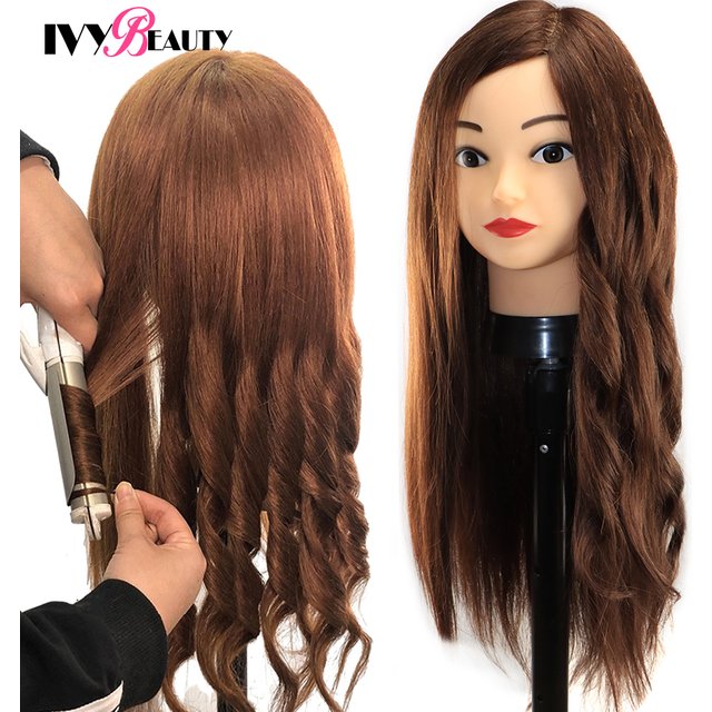 65Cm Hairdressing Mannequin Head With 80% Human Hair Cosmetology Make-Up Practice Training Doll Heads With Clamp Holder And Tool