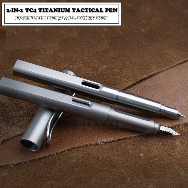 Stylo à encre à plume 2 en 1, stylo tactique TC4 en titane de haute qualité, stylo d'affaires d'auto-défense, outil EDC, cadeau, livraison directe