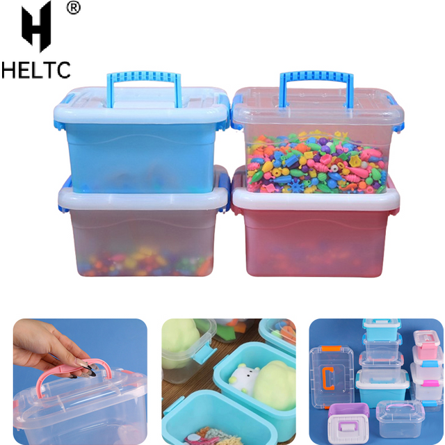 Plastic Storage Box with Lid Portable Transparent Organizer Box Kids Toys Student Stationery Container Cosmetics Sorting Box