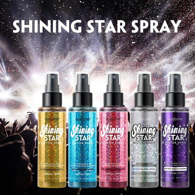 Festival Fashion Colourful Body Hair Glitter Spray Sharkle Cosmetic Shimmer Makeup Glitter For Hair Bogy Face Clothes 100Ml