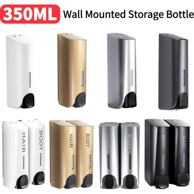 350ML Shower Bath Shampoo Dispenser Waterproof Shower Gel Lotion Soap Dispenser Wall Mount Refillable for Home Hotel Restaurant