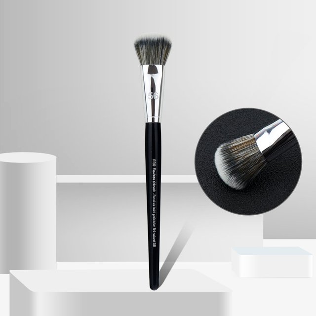 PRO Black Foundation Airbrushed Makeup Brush #56 - Domed Medium-Sized Soft Synthetic Liquid Cream Cosmetics Beauty Tools