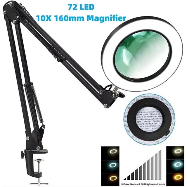 72LED 8X/10X NEW Illuminated Magnifier USB 3 Colors LED Magnifying Glass for Soldering Iron Repair/Table Lamp/Skincare Beauty