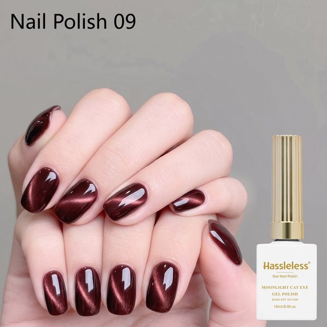 Hassleless Ruby Cat's Eye Magnetic Nail Polish White Moonlight Satin Cat's Eye Nail Polish Smooth and Shiny, Suitable for All Seasons, for Home Use and Nail Salons