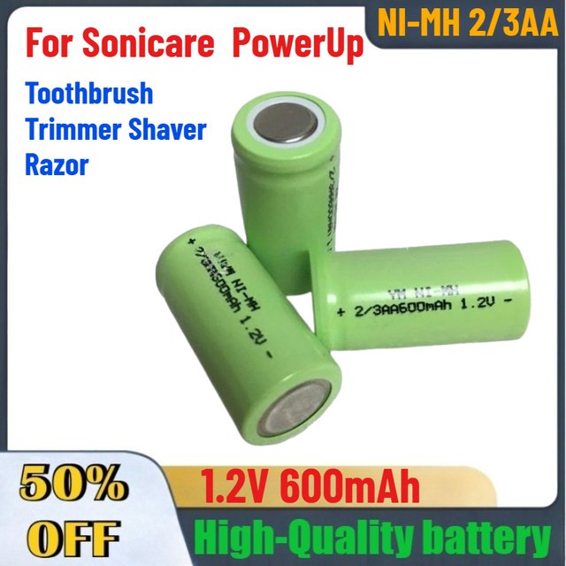 1.2V 600mAh NI-MH 2/3AA Rechargeable Battery For Sonicare PowerUp Toothbrush Trimmer Shaver Razor Accessories & Parts In Stock