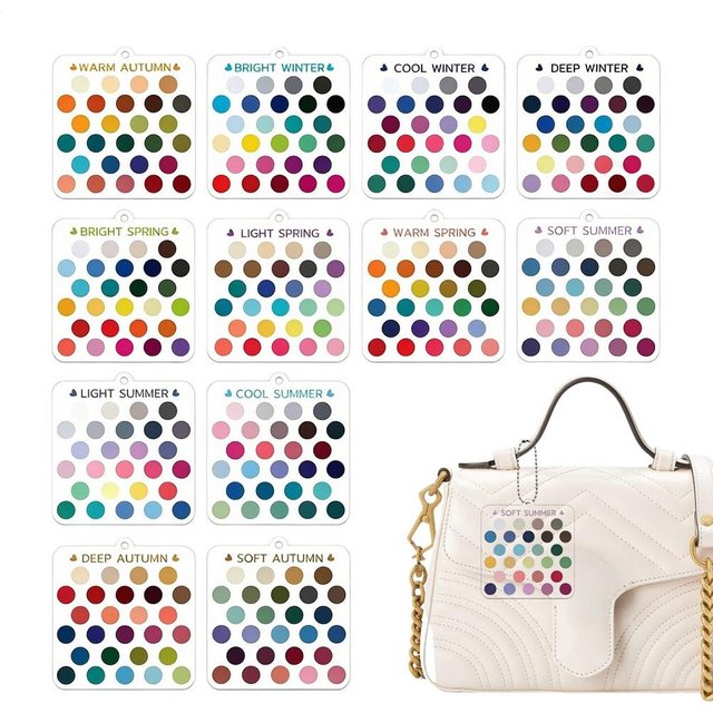 Seasonal Color Selection Cards 12 Piece Seasonal Clear Acrylic Season Color Analysis Template Cards for Clothing Outfits Makeup