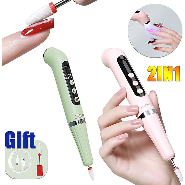 Two-in-one Nail Polish Pen Nail Fast Drying Light Therapy Lamp Handheld Portable Nail Remover & Polisher Nail Tools Set