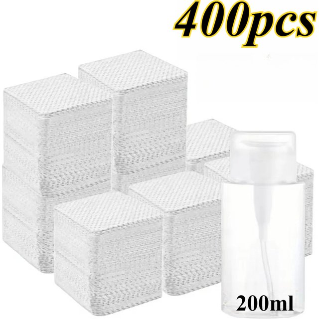 White Lint-Free Nail Wipes (100-600pcs) - Aluminum-Free Nail Polish Remover Pads & Gel Cleansing Tissues, Nail Beauty Cleaning C