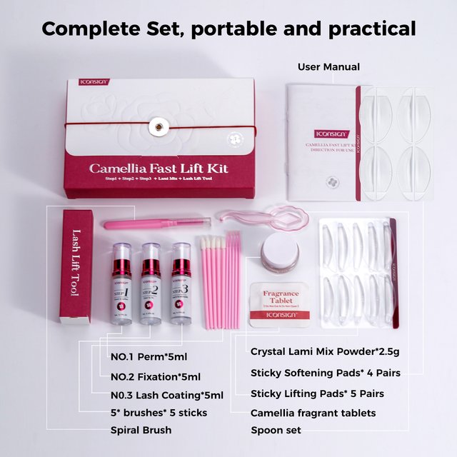 ICONSIGN Camellia Fast Lift Kit 5 To 8 Minutes Perm Makeup Cosmetics Full Set