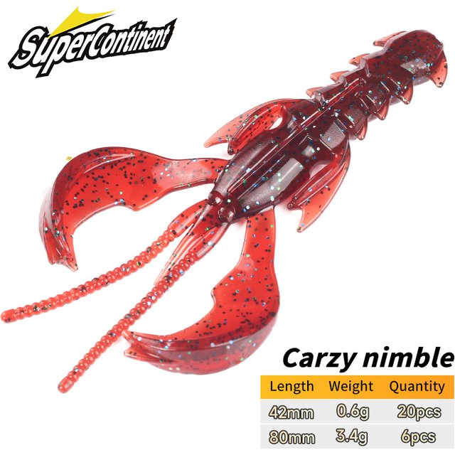 Leurre souple Supercontinent CRAZY nimble, longueur totale 8cm/4.2cm, leurre de pêche attrayant au parfum de crevettes et au sel, Wobbler