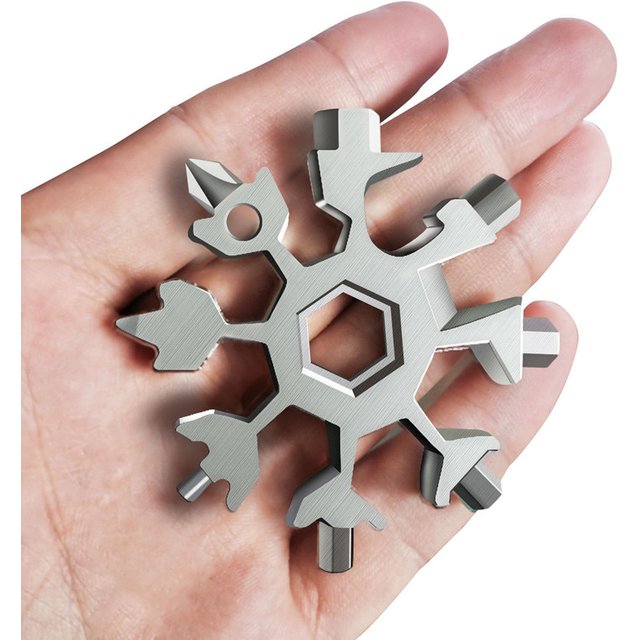 Clé dynamométrique multifonction Portable EDC flocon de neige, acier allié Hexagonal universel 18 en