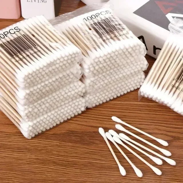 100/300/500/800pcs Double-ended Kapok Swabs Nose and Ears Clean Makeup Kit Lipstick Swabs