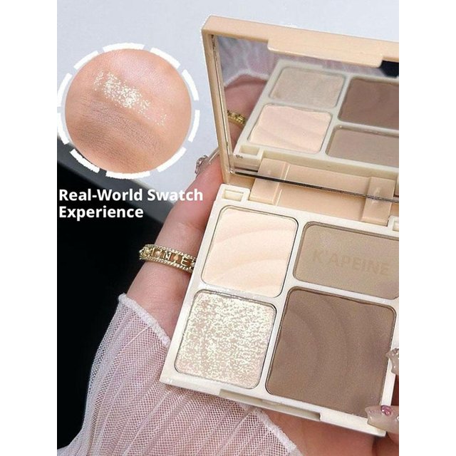 4 Colors Highlighter Contour Palette Matte Bronzer Shimmer Highlighting Powder 3D Face Makeup Cosmetics with Mirror