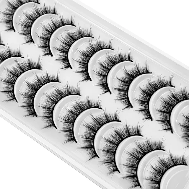 AMSDCN10 Pairs 3D Faux Mink Lashes Natural Long Soft Short Lashes Handmade Fake Lashes Makeup Tool Eyelashes Extension maquiagem