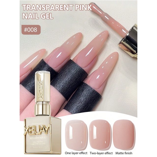 15ML Transparenter Rosa Gel-Nagellack Langanhaltender Nagellack Gel LED/UV-Gel-Nagellack für Nagelstudio und Zuhause Geschenke für Frauen