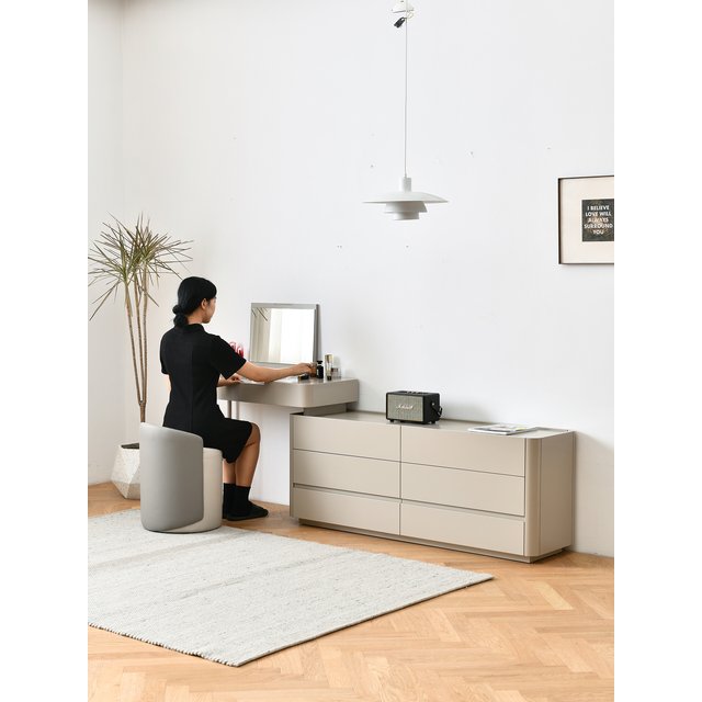 Dressing Table Chest of Drawers Extendable Makeup Vanity Desk Matte Lacquered 6 Drawer Modern Minimalist Bedroom Furniture