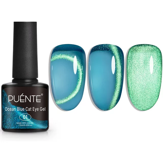 7.5ML Green Crystal Cat Magnetic Gel Nail Polish Shiny Green Glitter Cat Eye Gel For Manicure Soak Off UV Nail Art Varnish