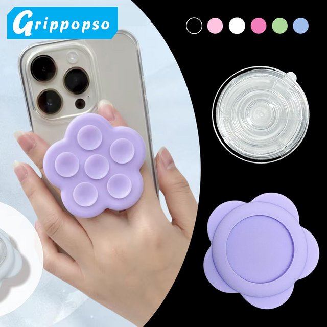 Suction Cup Phone Mount,Phone Suction Grip Socket With 2PCS Removable Cover Stand Hands-Free Phone Grip for Make Up or Selfies