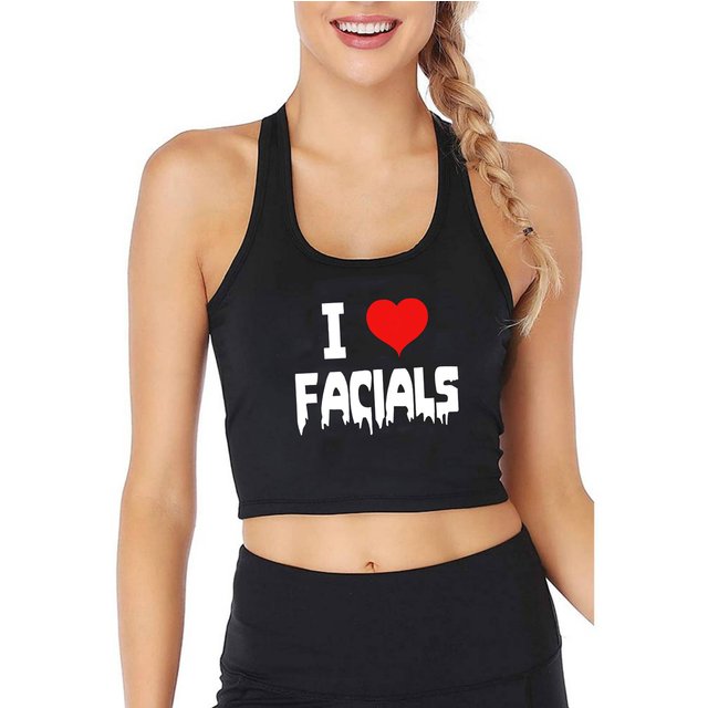 I Love Facials Design Cotton Sexy Slim Crop Top Women's Humor Flirtatious Style Tank Tops Swinger Funny Naughty Camisole