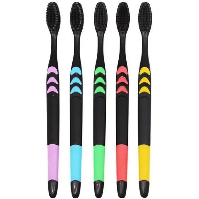 10 Pieces Packed Soft Bristle Bamboo Charcoal Black Hair Ultra-Fine Beauty Toothbrush Couple Suit Oral Cleaning Tools