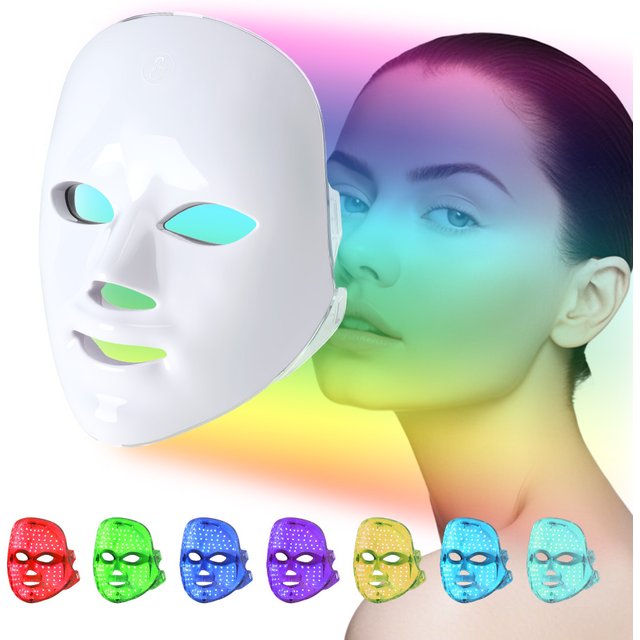 LED Light Face Mask Beauty Device Skin Brightening Soothing Facial Care Tool with Multicolor Light for Home Personal Skincare